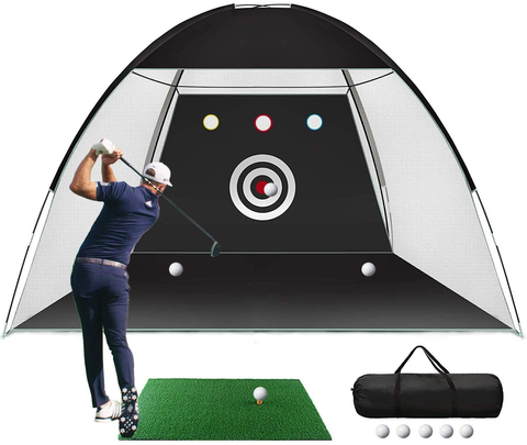 Golf Practice Net, 10X7Ft Golf Hitting Training Aids Nets with Target and Carry Bag for Backyard Driving Chipping - 1 Golf Mat -5 Golf Balls - 1 Golf Tees- Men Kids Indoor Outdoor Sports Game