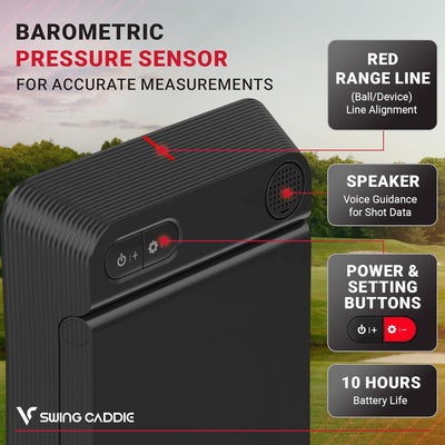 Swing Caddie SC4 Portable Golf Simulator and Golf Launch Monitor for Indoor and Outdoor Use with Bluetooth Connectivity via Smartphone or Tablet - 10 Hours of Battery Life