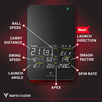 Swing Caddie SC4 Portable Golf Simulator and Golf Launch Monitor for Indoor and Outdoor Use with Bluetooth Connectivity via Smartphone or Tablet - 10 Hours of Battery Life
