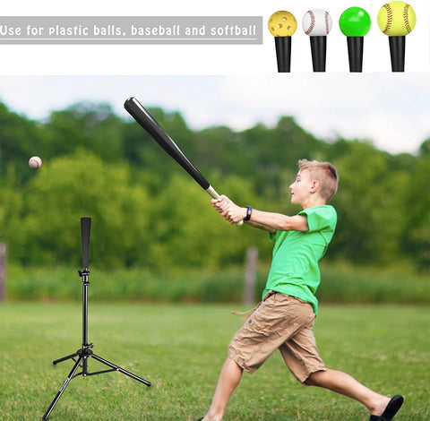 Basegoal Batting Tee Baseball Tee Softball Travel Portable Tee Tripod Stand Rubber Tee for Batting Training Practice with Carrying Bag