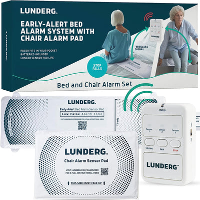 Bed Alarm & Chair Alarm System - Wireless Early-Alert Bed Sensor Pad, Chair Sensor Pad & Pager - Chair & Bed Alarms and Fall Prevention for Elderly and Dementia Patients