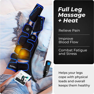 Leg Massager, Air Compression for Circulation Calf Feet Thigh Massage, Muscle Pain Relief, Sequential Boots Device with Handheld Controller with Knee Heat Function