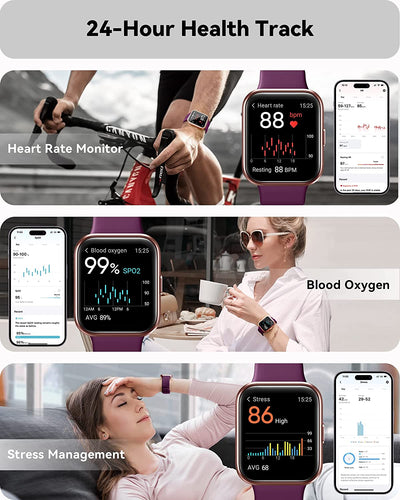Smart Watches for Men Women(Call Receive/Dial),Alexa Built-In,7-Day/24-Hour Health Care,1.7''Fitness Tracker with Steps Heart Rate Sleep Monitor Blood Oxygen IP68 Smart Watch for Android Iphone