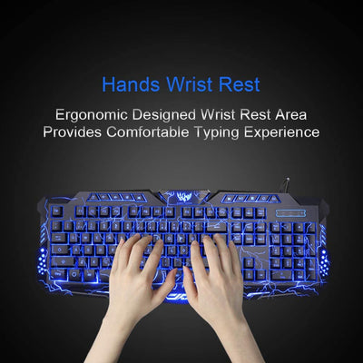 BlueFinger Backlit Gaming Keyboard and Mouse and LED Headset Combo,USB Wired -USA Stock - Biometric Sports Solutions