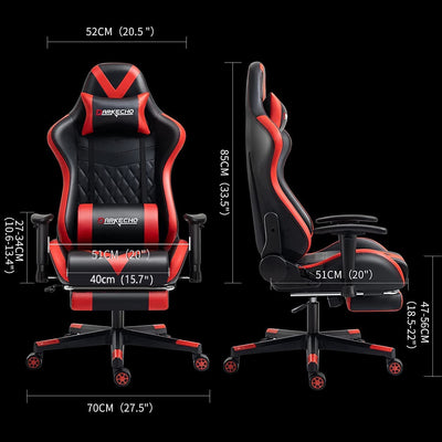 Gaming Chair with Footrest Massage Racing Office Computer Ergonomic Chair Leather Reclining Video Game Chair Adjustable Armrest High Back Esports Chair with Headrest and Lumbar Support Red