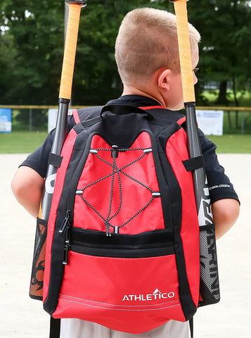 Youth Baseball Bag - Bat Backpack for Baseball, T-Ball & Softball Equipment & Gear | Holds Bat, Helmet, Glove | Fence Hook