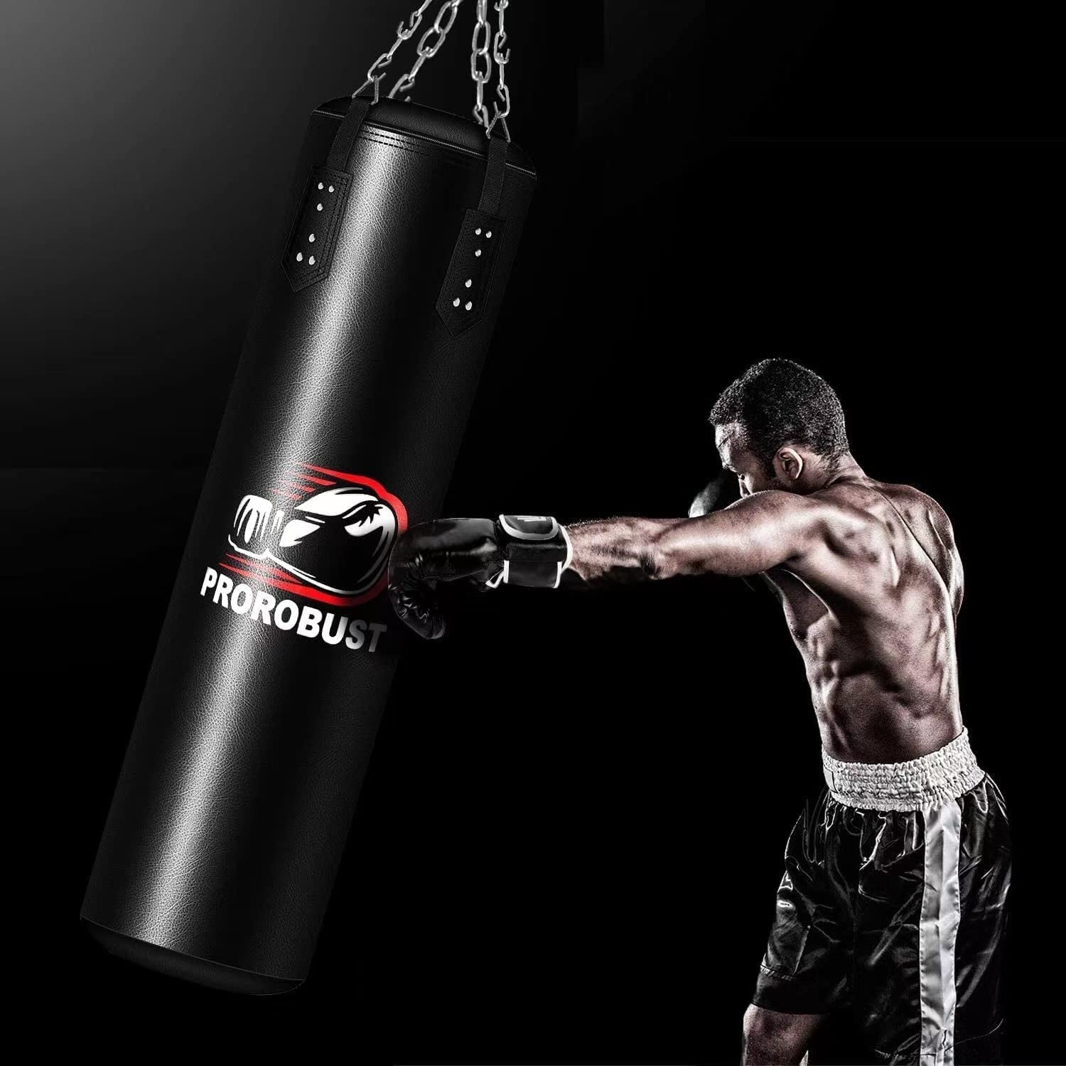 Punching Bag for Adults, 4Ft PU Heavy Boxing Bag Set with 12OZ Gloves for MMA Kickboxing Boxing Karate Home Gym Training (Unfilled)