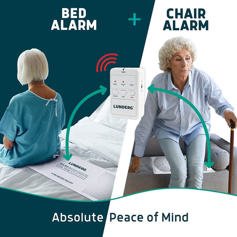 Bed Alarm & Chair Alarm System - Wireless Early-Alert Bed Sensor Pad, Chair Sensor Pad & Pager - Chair & Bed Alarms and Fall Prevention for Elderly and Dementia Patients