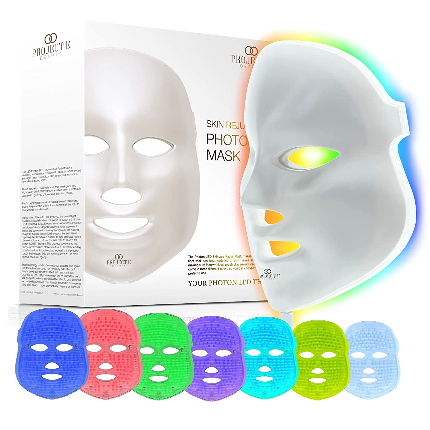 Skin Rejuvenation Photon Mask | LED Face Mask Light Therapy Red Blue Light Anti-Aging Wrinkle Acne Removal Spa Facial Treatment Home Skincare Mask