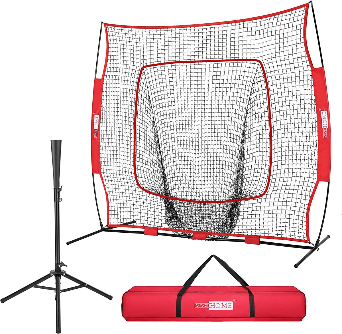 7 X 7 Feet Baseball Backstop Softball Practice Net with Strike Zone Target and Carry Bag for Batting Hitting and Pitching