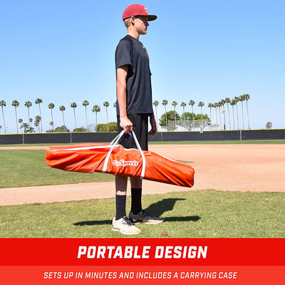 Gosports 7 Ft X 7 Ft Baseball & Softball Practice Hitting & Pitching Net with Bow Type Frame, Carry Bag and Strike Zone, Great for All Skill Levels