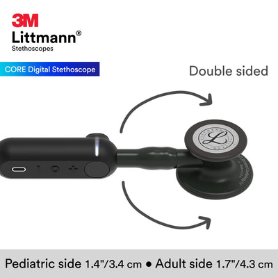 3M™ Littmann® CORE Digital Stethoscope, Black Chestpiece, Tube, Stem and Headset, 27 Inch, 8480