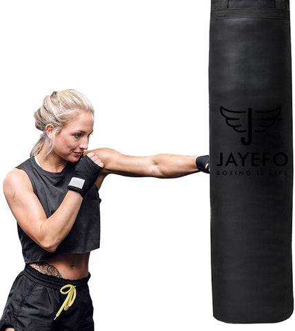 Sports Punching Bag - Hanging Boxing Bag for MMA, Karate, Judo, Muay Thai, Kickboxing, Self Defense Training for Training at Home or Gym - Unfilled Heavy Bag 70 to 100 Lbs - Black