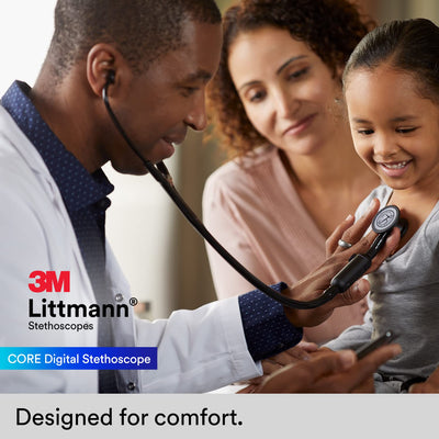 3M™ Littmann® CORE Digital Stethoscope, Black Chestpiece, Tube, Stem and Headset, 27 Inch, 8480