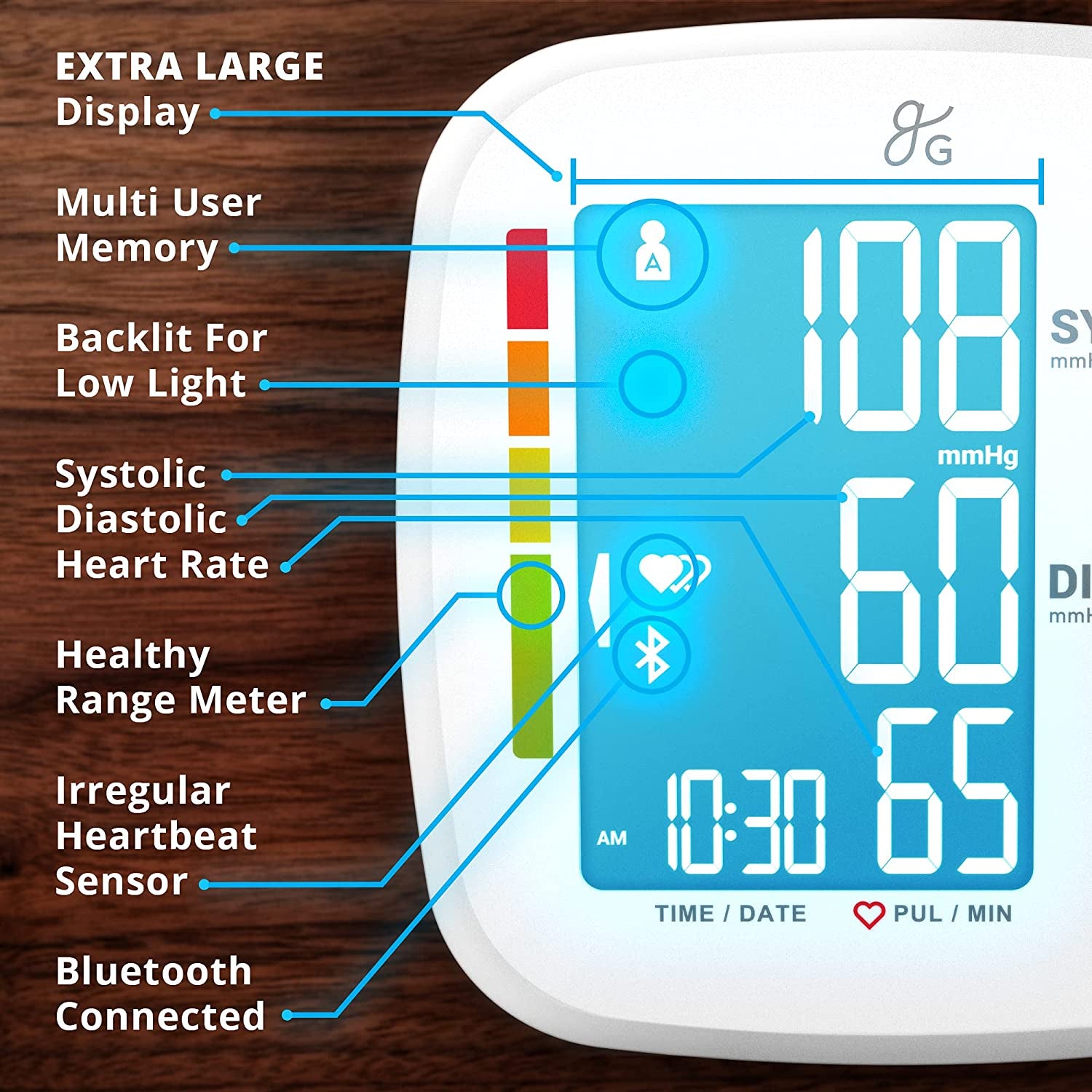 Bluetooth Blood Pressure Monitor Cuff by Balance with Upper Arm Cuff, Digital Smart BP Meter with Large Display, Set Also Comes with Tubing and Device Bag (Bluetooth)