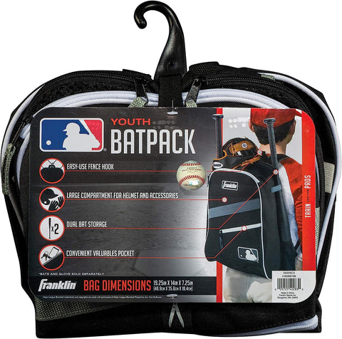 Kids MLB Baseball Batpack Bag - Youth Baseball, Softball + Teeball Backpack - Sports Equipment Bag for Kids + Toddlers - Holds (2) Teeball + Baseball Bats + Includes Fence Hook